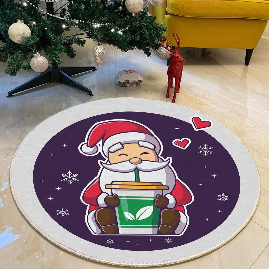 Рождественская концепция Декоративный тонкий машинный тканый хлопок Нескользящая основа Моющийся ковер для комнаты