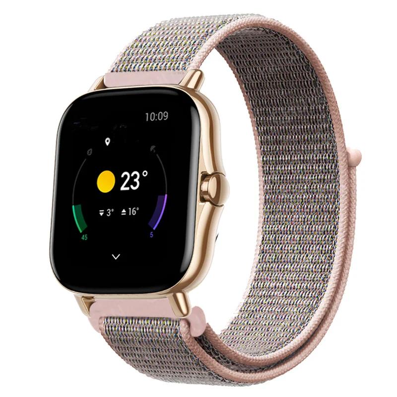 20mm/22mm Nylon Loop Watch Band For Amazfit GTS/4/2/2e/3/GTS2 Mini/GTR 4/3 pro/GTR2/2e/stratos 2/3 Bracelet Amazfit Bip-u Strap