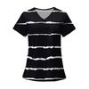 Women's Fashion Printed Short Sleeve V Neck Pattern Tops Pocket Working T-shirts