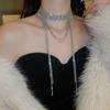 Diamond-encrusted Multi-layer Long Fringe Necklace European and American Exaggerated Necklace Elegant High-sense Fashion Sweater Chain