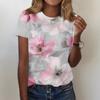 Women's Fashion Casual Printed Round Neck Short Sleeved T-Shirt Top T-Shirt Top Top