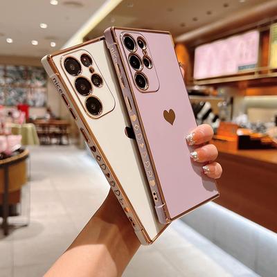 Роскошный чехол с покрытием для Samsung Galaxy A53 A52 A54 5G S21 S23 FE S22 S24 Ultra Side Love Heart Pattern, силиконовый мягкий чехол для телефона