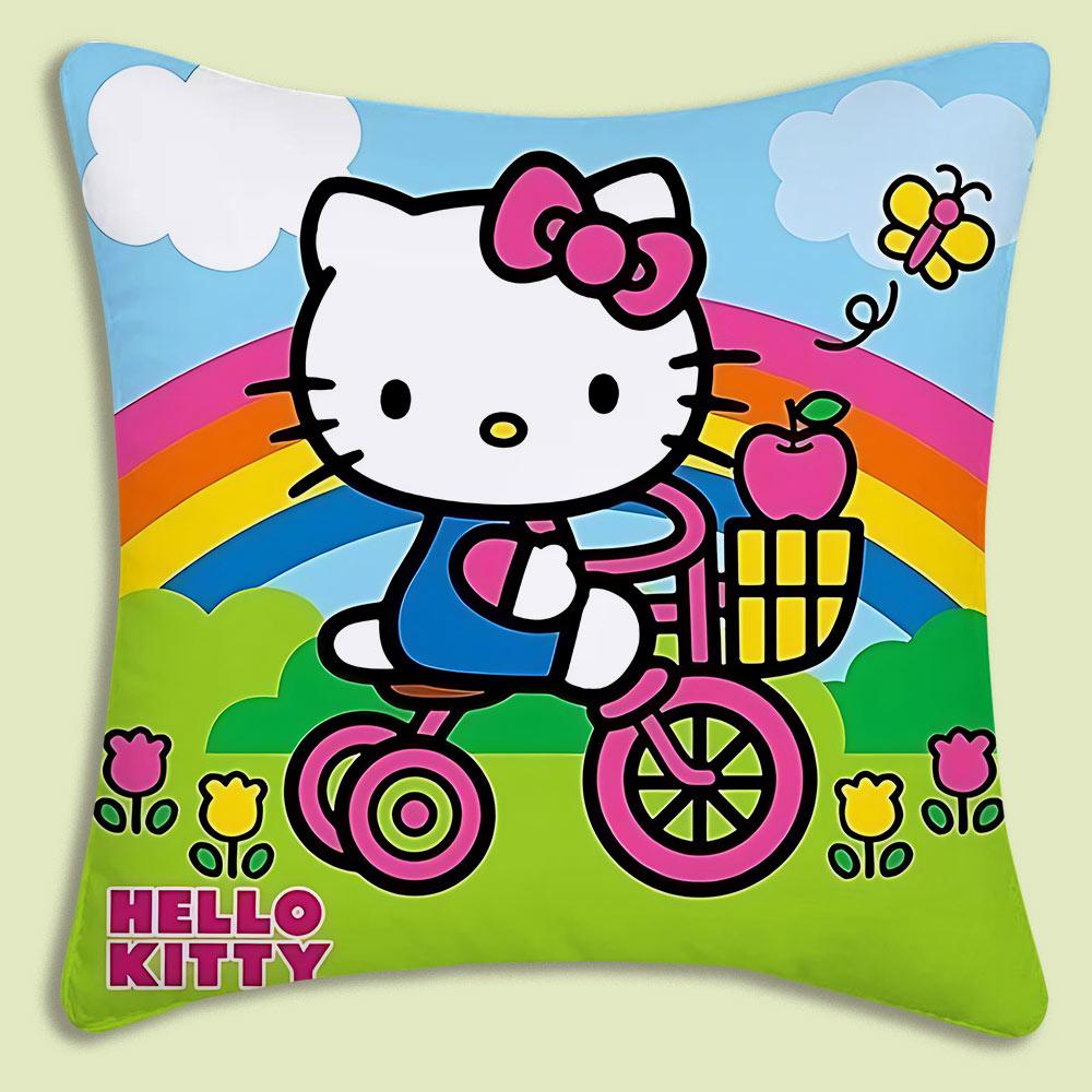 Cartoon Cute Hello Kitty Pillow Covers Cartoon Sofa Decorative Home Double-Sided Printing Short Plush Cute Cushion Cover