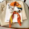 Imitation Silk Spring and Summer New Printed Square Scarf Fashionable Decorative Collarbone Scarf Retro Simple Scarf Tying Bag