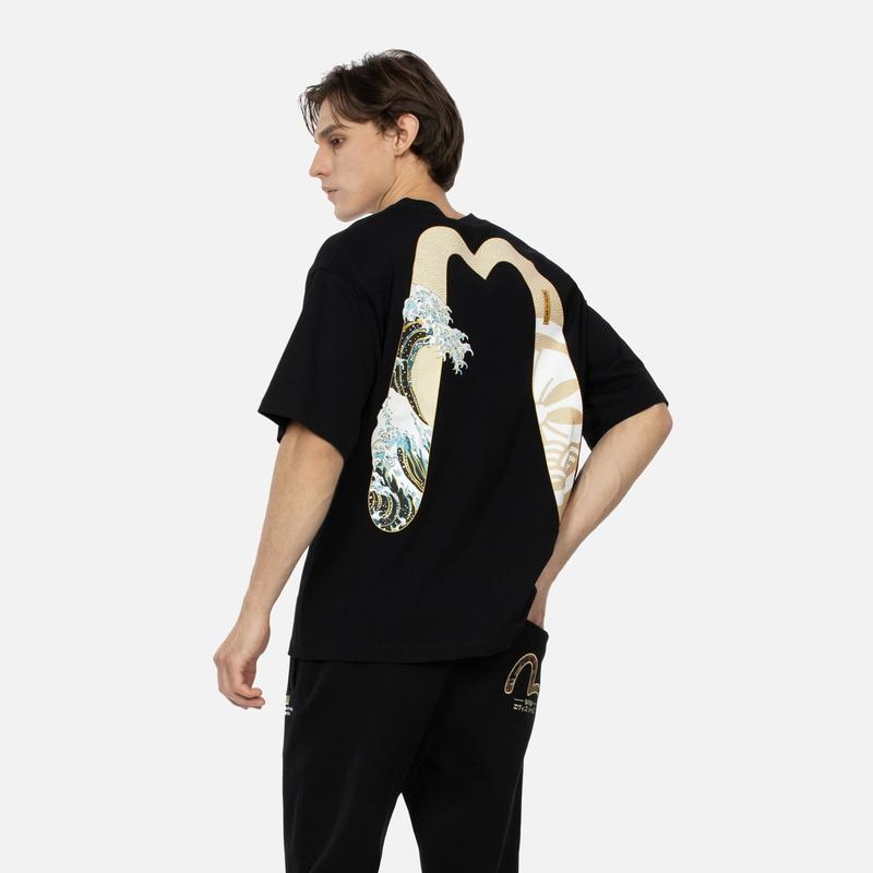 Evisu Хлопковая футболка с принтом «Большая волна» Daicock 2ESHTM4TS7067RXCT