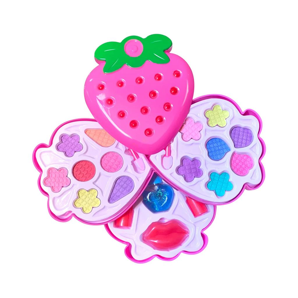 Children Makeup Toys Girl Strawberry Cosmetic Set Diy Princess Box Safe Water Soluble Play House Beauty Birthday Gift for Girls