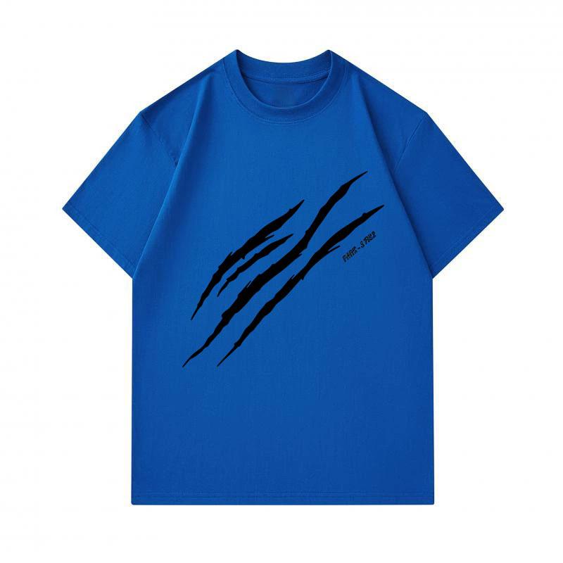 Men's 100% Cotton Short Sleeve Crew Neck T-Shirt, Claw Scratch Mark Print Casual Breathable Lightweight Daily Wear Tee for Summer Outdoor Street Fashi