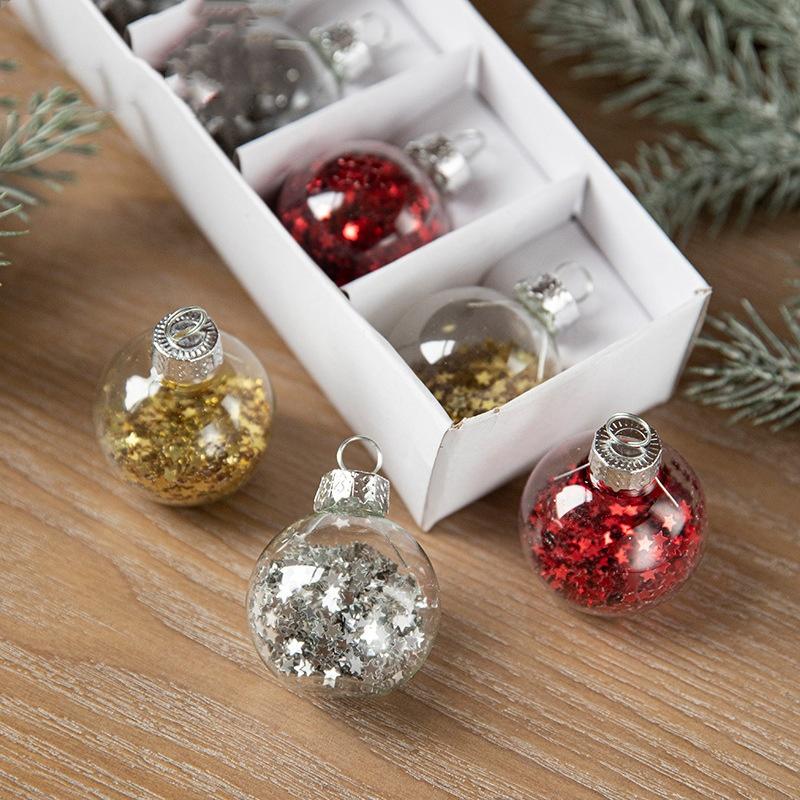Праздничный подвесной декор Стеклянный прозрачный кулон-звезда Хрустальный стеклянный шар 4 см Рождественский шар Украшение для праздничного акцента
