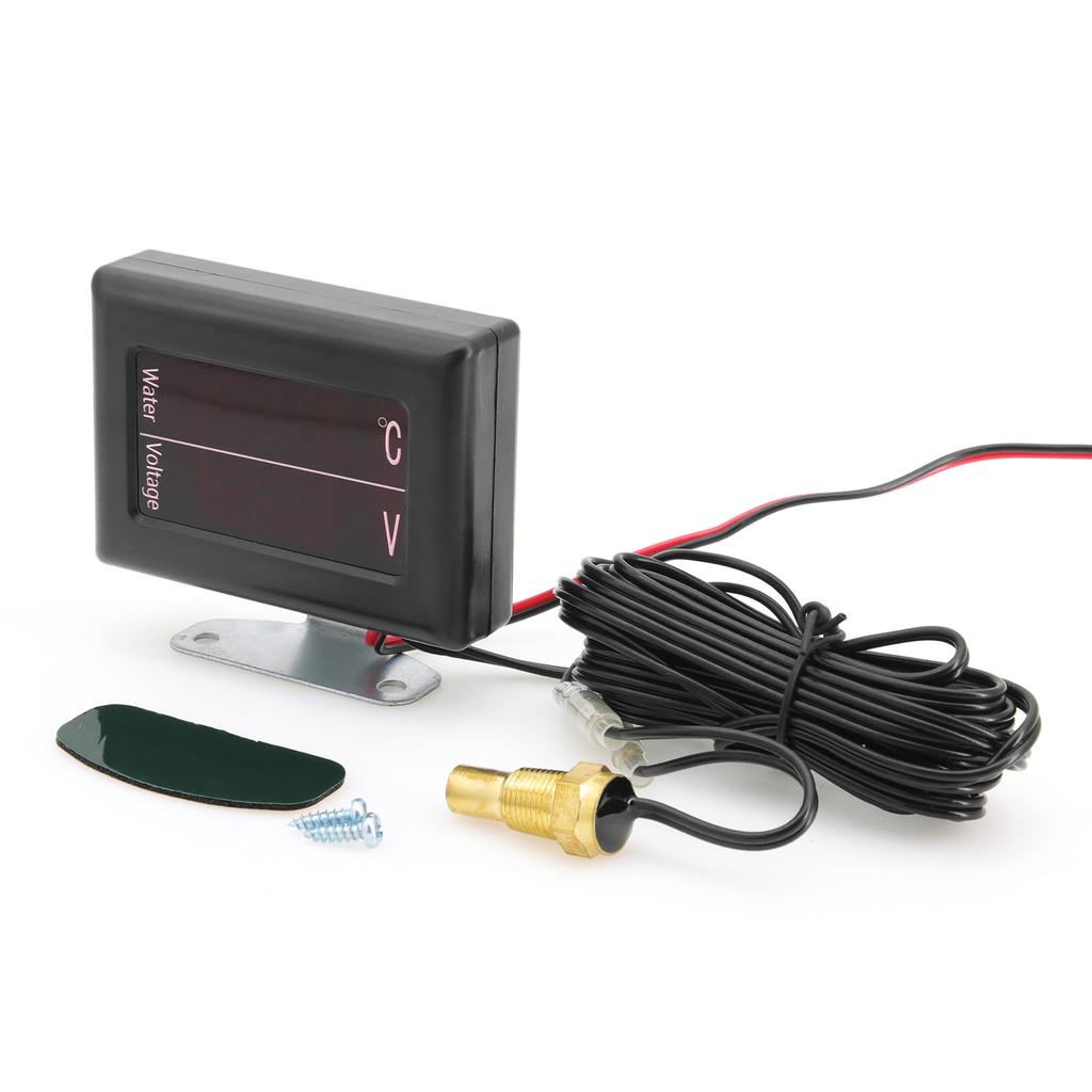 12V / 24 V Universal 2 In 1 Digital Water Temperature Gauge+Volt Gauge with Sensor M10 for Car / Truck VOLT Meter