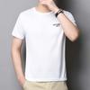 Men Top Ice Silk Quick-drying Short Sleeves O Neck Loose Solid Color Thin Elastic
