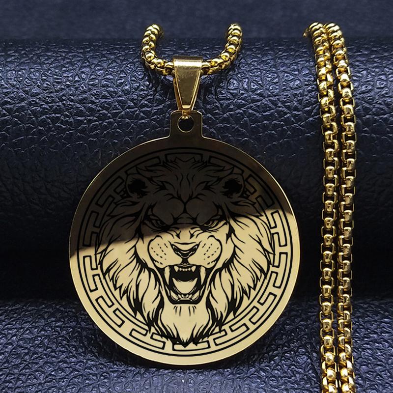 Ожерелья с головой тотема волка, тигра, льва, головы медведя, животное из нержавеющей стали, мужские ожерелья с подвеской для женщин
