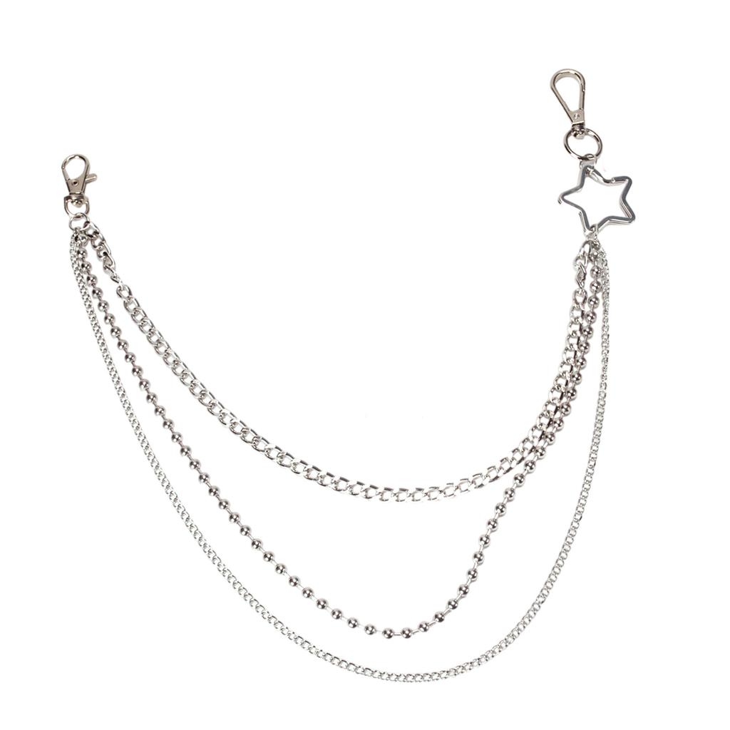 Hiphop Punk Metal Chain Belt with Silver Studs Adjustable Length Chain Belt for Fashionable Adults