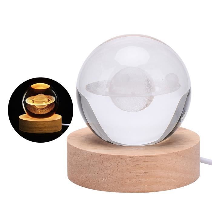 Lampe décorative - Saturne - Cristal - 6CM - Lumière chaude 3000K