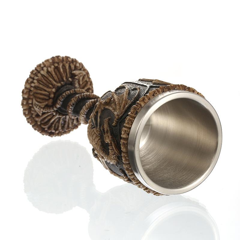 Mug Resin Dragon Skull Tea Wine Cups Stainless Steel Gothic Medieval Goblet Gift