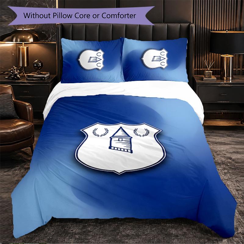 Everton Football 3 Piece Bedding Set Soft Duvet Cover Set with Pillowcases Printed Bedroom Decor Set for Home