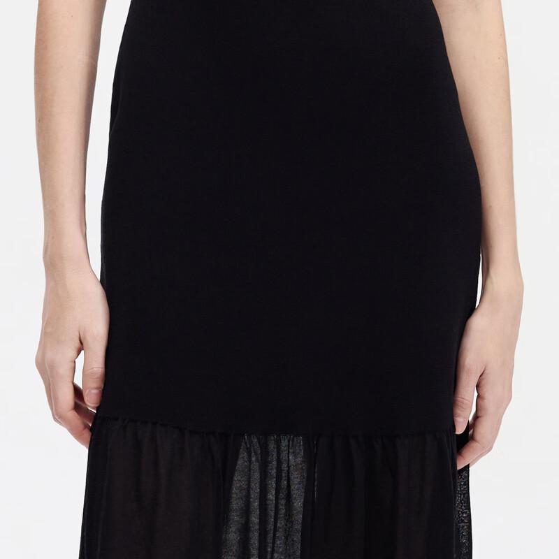 Elegant Triacetate Patchwork Fishtail Midi Dress