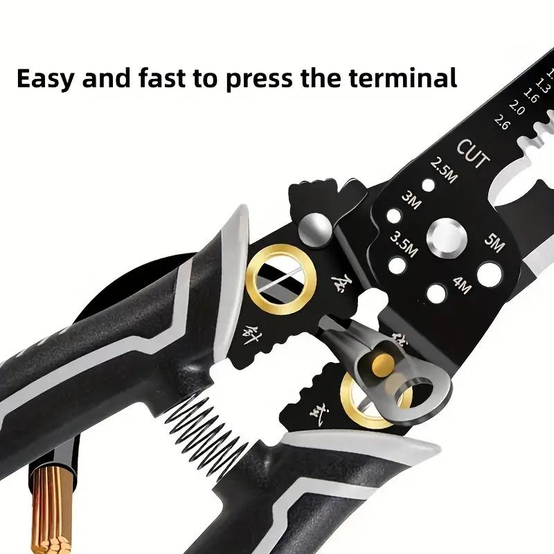 1pc 9-in-1 Multifunctional Electrician Wire Strippers Terminal Crimping Pliers Branching Winding Cutting Pliers Hardware Tools