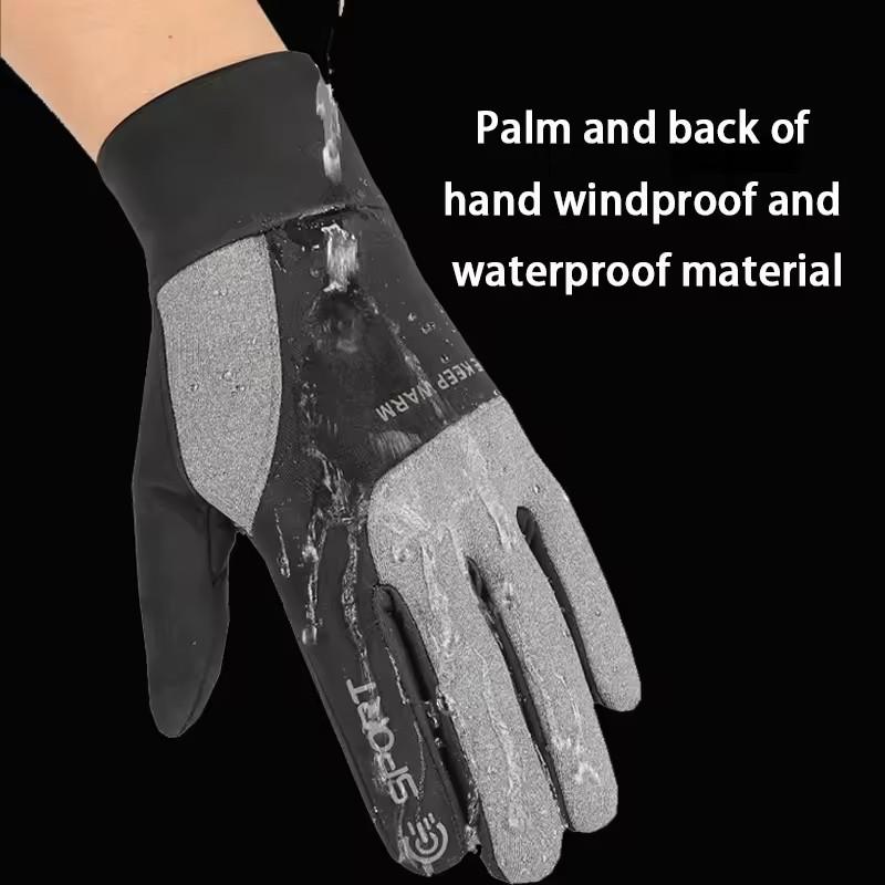 Winter Warm Non Slip Thick Gloves for Men Motorcycle Riding Touch Screen Waterproof Gloves Outdoor Skiing Running Climbing Sport
