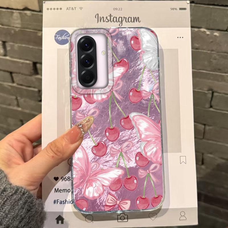 Чехол Cherry Butterfly Girls для Samsung Galaxy A56 A16 A26 A36 A06 A55 A35 A25 A15 A12 A32 A54 S24 S25 S22 S23 FE Fundas Cover