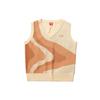 Li Ning Paris Fashion Week Color Block Loose Fit V Neck Knitted Vest Women Tops Beige AMVR002-3