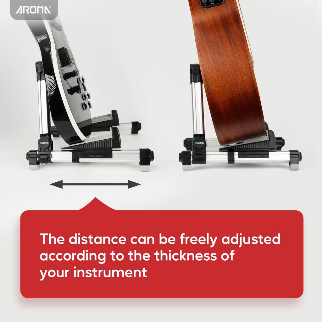 Aroma Folding Guitar Stand with Adjustable Tray and Lightweight and Portable Compatible with Guitars and Floor Stand Backrest, Design, Basses,