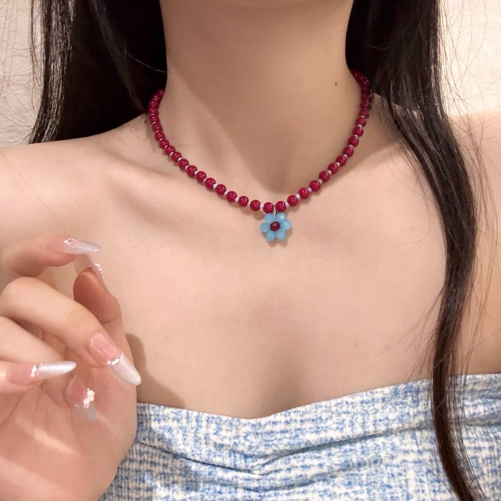 Daisy Flowers Flowers Beaded Necklace Ornaments Clavicle Necklace Bohemian Choker  Female