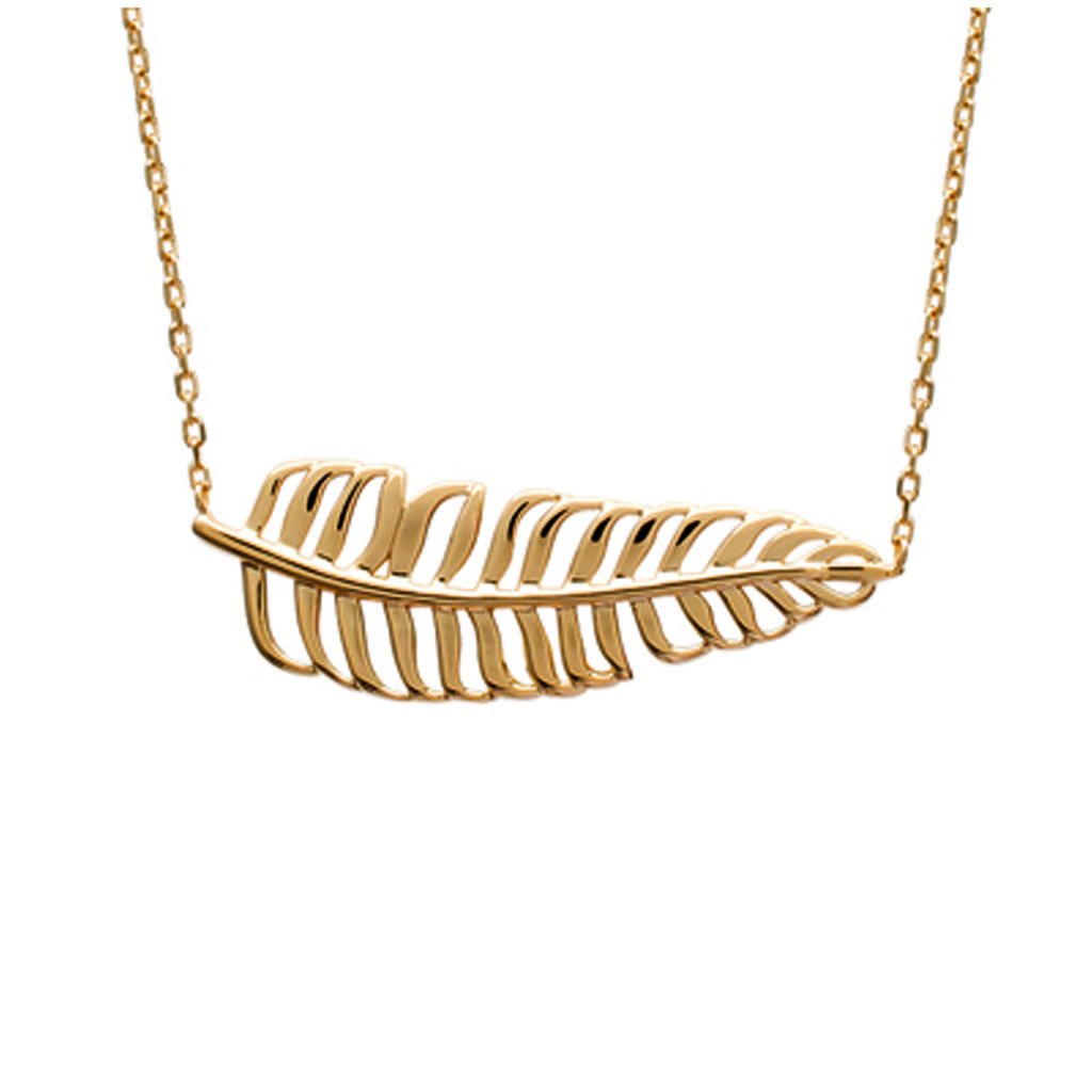 Les Trésors De Lily [N6229] - Gold Plated 'Navajos' Necklace (feather) - 38x13 Mm