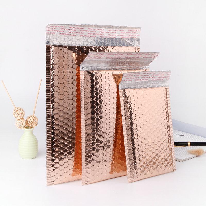 Пузырчатый конверт из алюминиевой фольги с покрытием Rose Gold: Ударопрочная упаковка для одежды и косметики