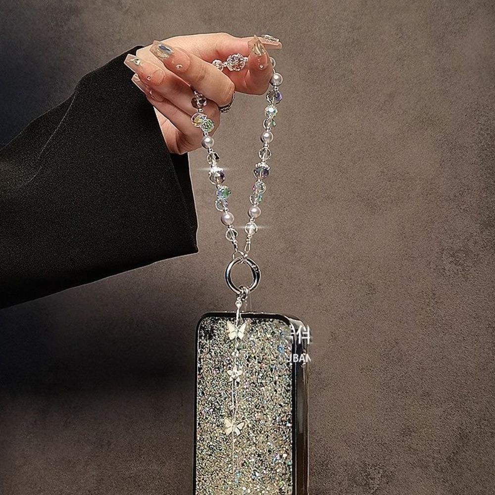 Anti-Lost Mobile Phone Lanyard Strap Butterfly Crystal Bag Pendant Fashion Car Keychain Ornament