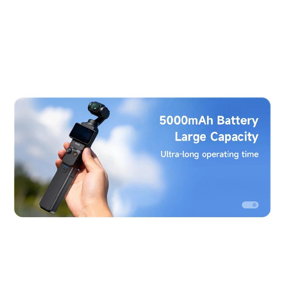 Рукоятка с аккумулятором высокой емкости 5000 мАч для DJI Osmo Pocket 3, Рукоятка с аккумулятором и быстрой зарядкой с резьбой 1/4" снизу для Pocket 3