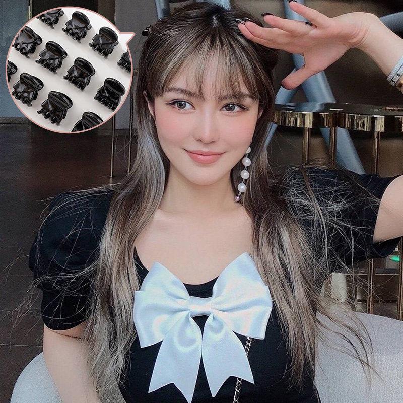 Мини черная заколка-краб для челки и пучков