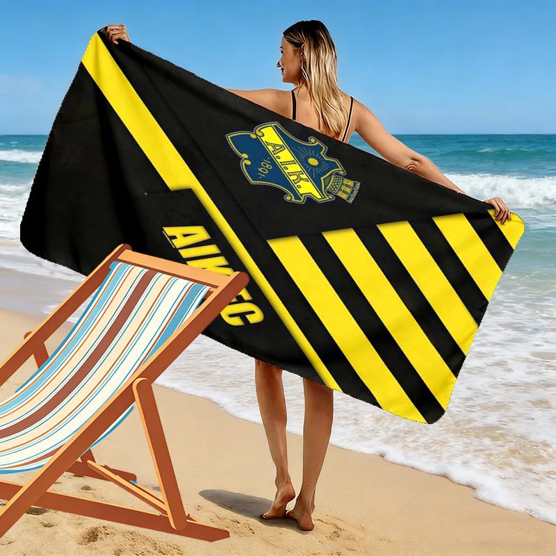 Пляжное полотенце с принтом футбольного клуба AIK, большое, мягкое, быстросохнущее, для пляжа, кемпинга, плавания