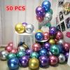 50pcs 10inch Gold Silver Metal Latex Balloons Xmas Wedding Decorations Matte Helium Balloon Christmas Birthday Party Decoration