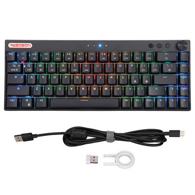 Механическая клавиатура 68 клавиш Три режима RGB-подсветка Аккумулятор 1800 мАчЧерная механическая игровая