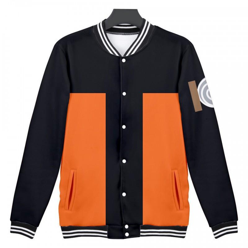 Mens Casual Jacket Anime Inspired 3D Digital Print Baseball Style Hoodless Outerwear Youth