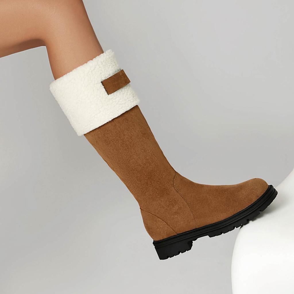 Krazing Po Flock Fur Keep Warm Winter Round To Western Boots Size 44 Size 48 Size 47 Chunky Heels Knee Boots