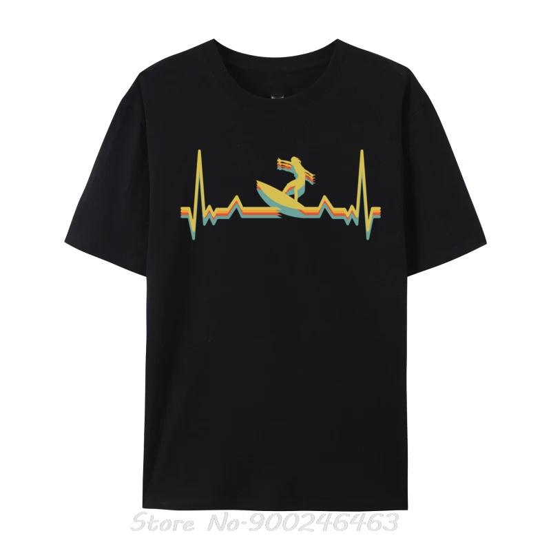 Female Surfer Heartbeat Retro Surfing Heartbeat February Limited Edition cotton Tshirt Oversized Unisex T shirt Fitness Tees