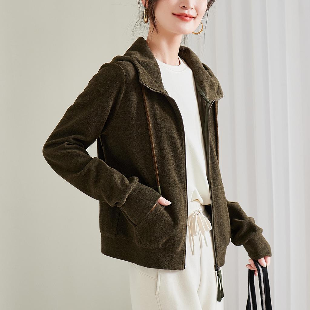 Hooded Double Zipper Short Jacket