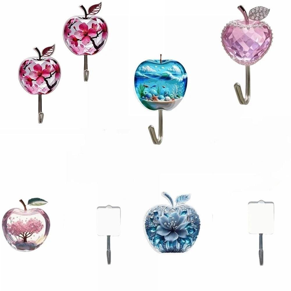 5 Pcs Cute Animal Decorative Wall Hooks 2D Flat Auxiliary Hook Sticky Coat Hook Wall Hanging