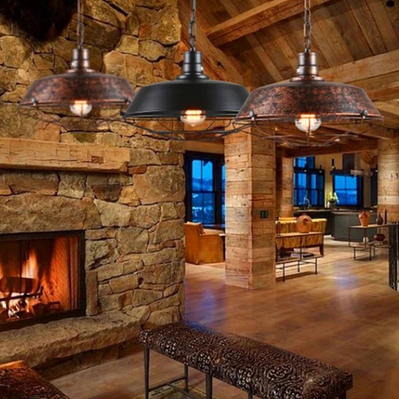 Style Vintage Pendant Light Industrial Retro Iron Hanging Ceiling Lamps E27 Chandelier for Restaurant Bar