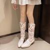 Western Cowboy Boots Embroidered Retro Square Head Tall Boots Thick Heel High Heel Medium Boots Bohemian Knight Boots Long Boots