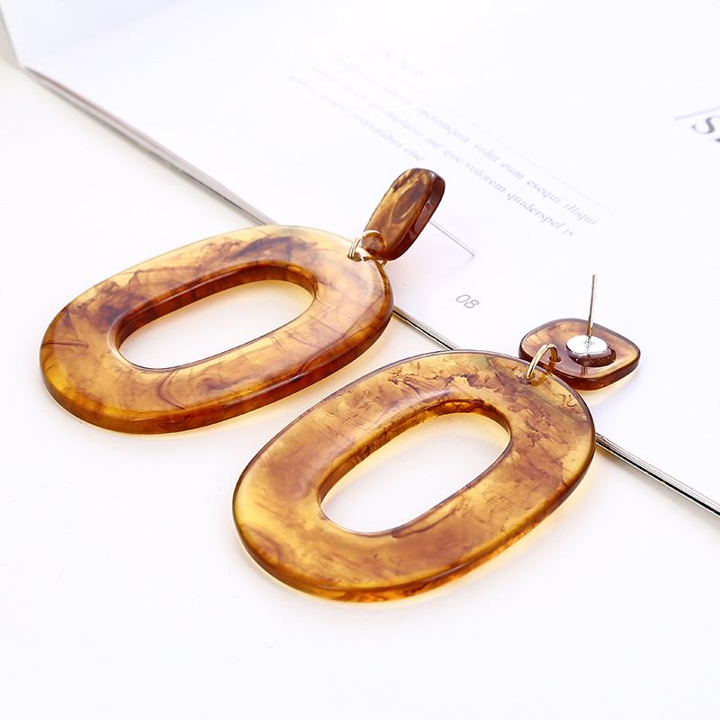 Ретро Мода Простые Акриловые Серьги Геометрические Эллиптические Серьги-Подвески