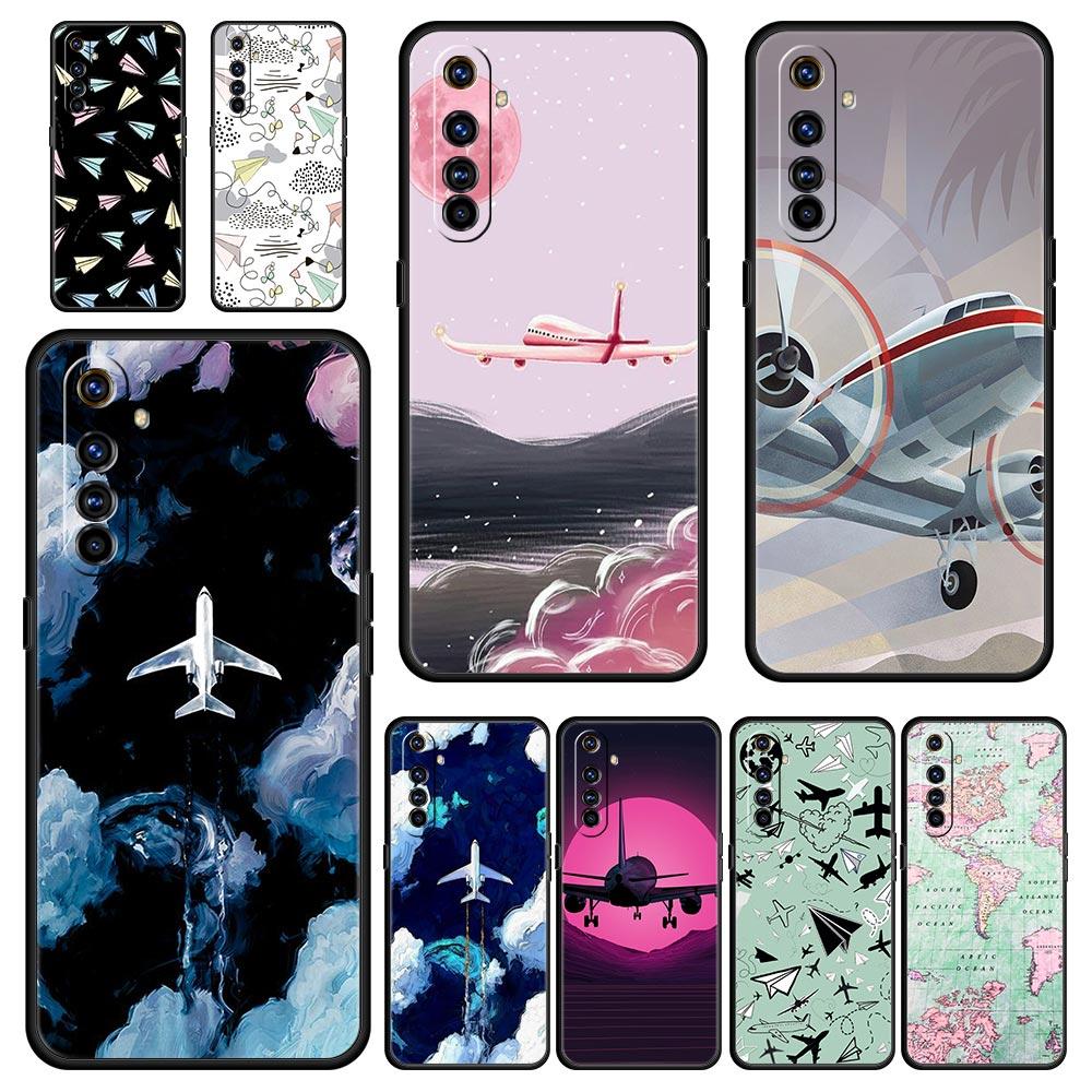 For Realme 10 9 8 5G 7 6 GT2 Pro Plus 9i 8i C21 C11 C25 C35 Airplane World Map Travel Phone Case For Realme GT Neo 2 3 3T Cover