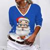 3D Print Santa Claus Women Tshirts Ladies Tops Long Sleeve V-neck Pullover Femme T-shirts T Shirt For Women