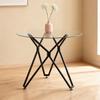 90cm Round Dining Table made of Tempered Glass, Suitable for 1–4 People, Space-Saving Small Kitchen Table, Equipped with Sturdy Metal Legs, Black