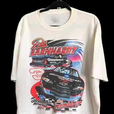 Мужская одежда 100% хлопок normcore футболка 1990-х ДЕЙЛ EARNHARDT американский ретро стритвир мода оверсайз повседневная гоночная футболка