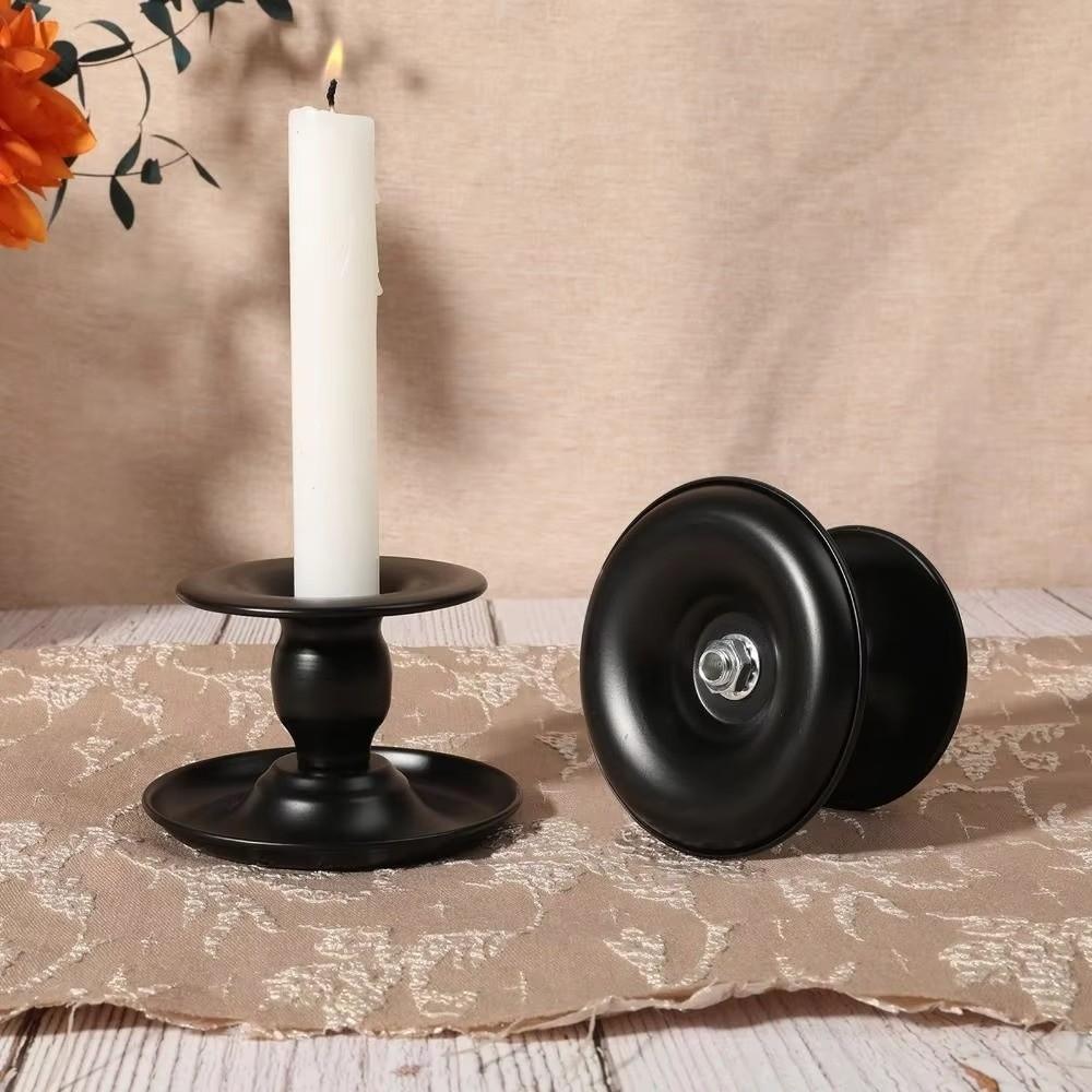 Base Tray Long Pole Candle Cup European Round Candle Socket Simple Round Candlestick Table Decor