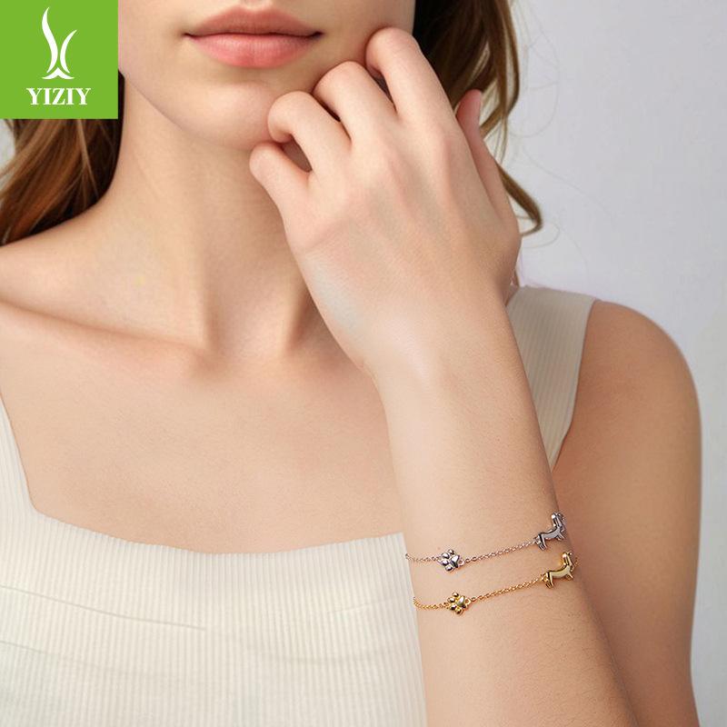 Браслет для собаки таксы женский, простой и милый браслет из стерлингового серебра S925 с животным, ювелирное изделие