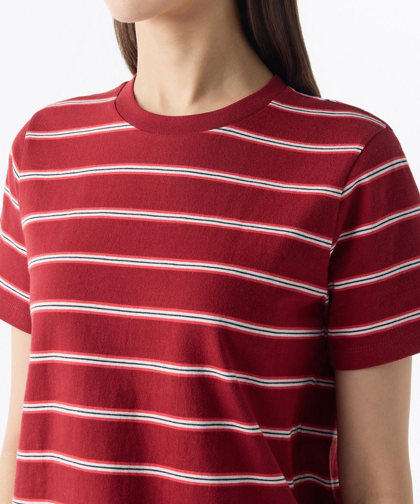 MUSINSA STANDARD WOMAN Women'S Multi-Stripe Crew Neck T-Shirt 1 [Red]