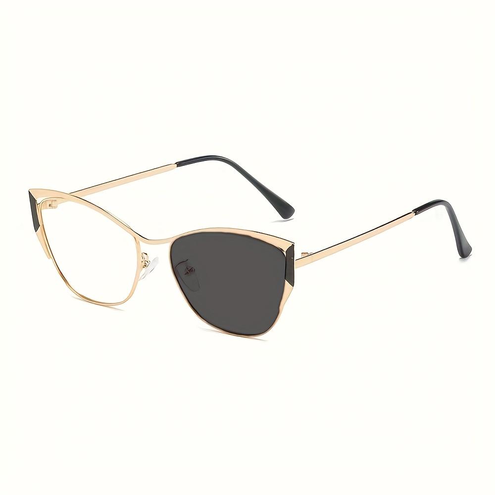 1Pcs 1 New Personalized Metal Cat Eye Frame For Men And Women Fashionable Trendy Glasses Light Pigment Lens